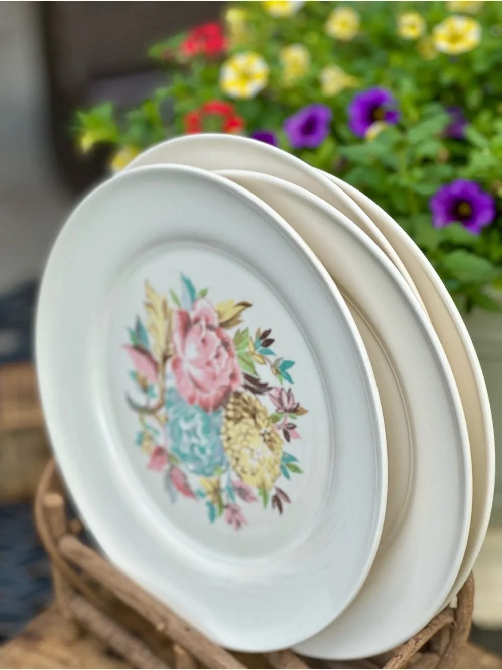 Vintage Wishmaker Regency Bouquet Limoges USA Floral Plates Set of 4